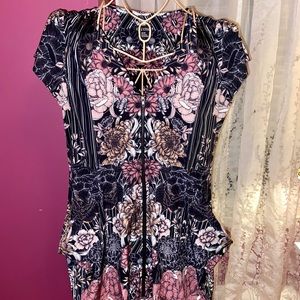 City Chic Floral Zipper Dress